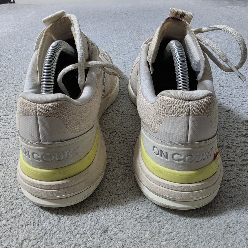 On THE ROGER Pro Tennis Shoes Women 10.5 Ivory Lime Performance Sneakers - Picture 5 of 8